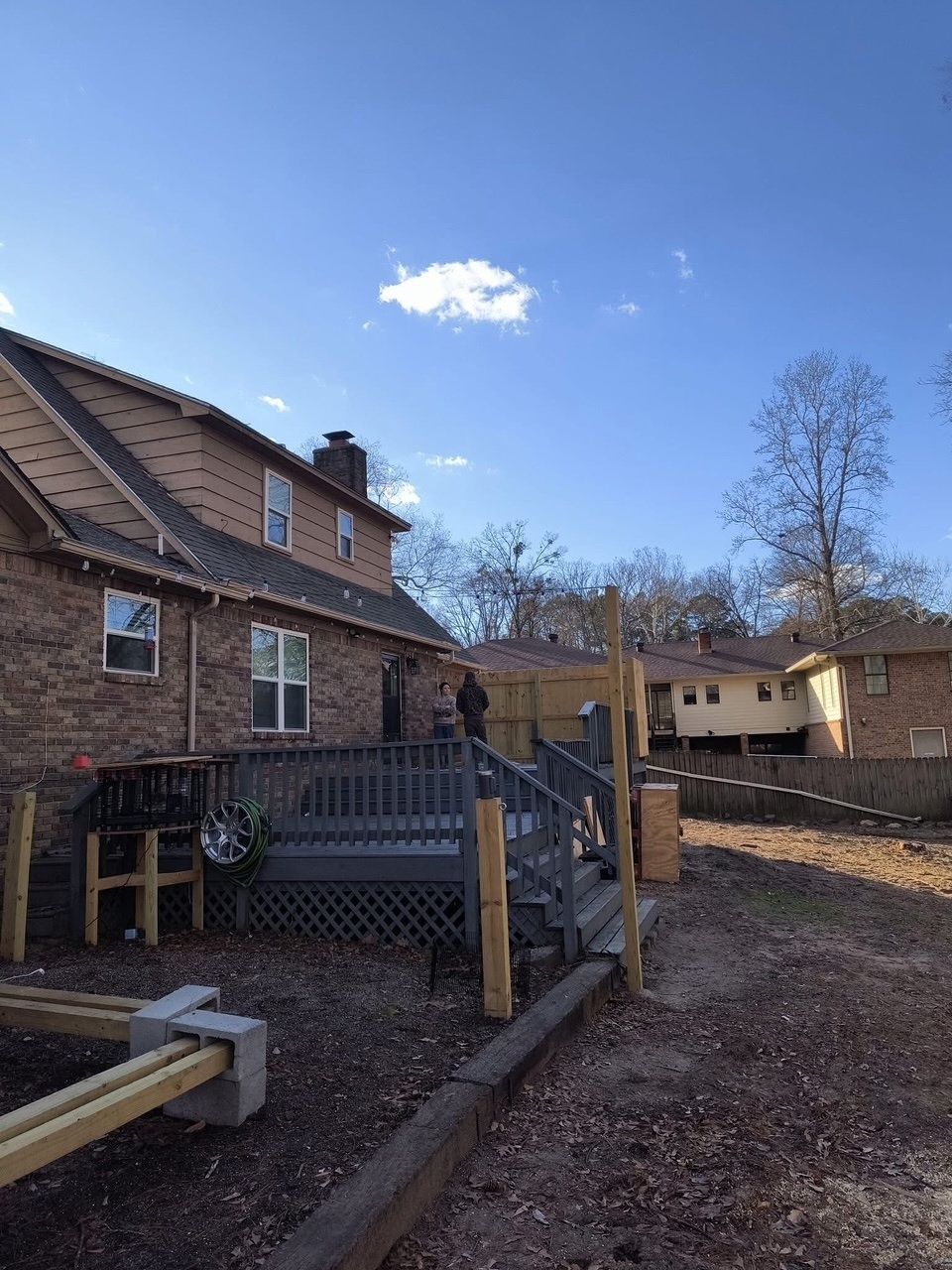 Tree damage near brick house and deck Arkadelphia Arkansas