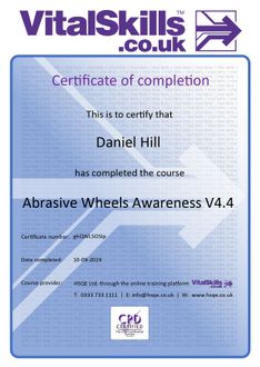 Abrasive wheels awareness 