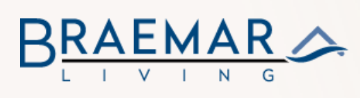 a braemar living logo on a white background