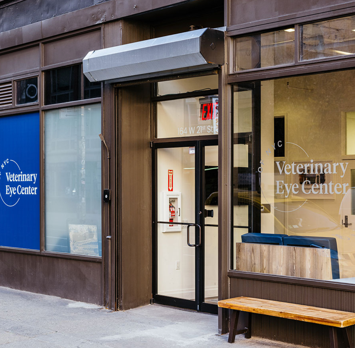 The outside of a veterinary eye center building