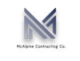 a logo for mcalpine contracting co. is shown on a white background