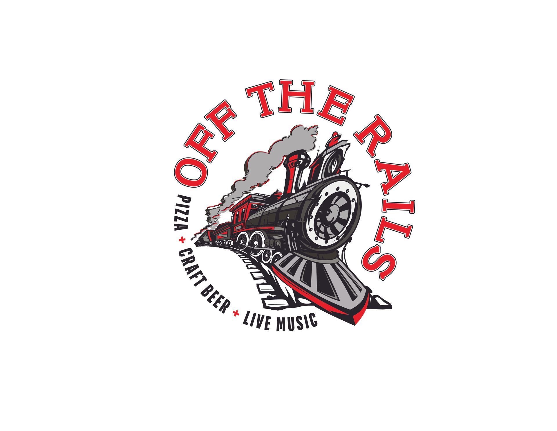 the logo for off the rails is a train with a skull on the front .