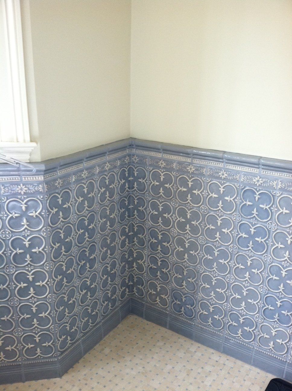 Blue Wall Tiles with Design — Acton, MA — Upstairs Downstairs
