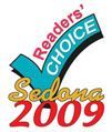 Sedona 2009 Readers' Choice award logo: blue checkmark, gold text, red year.