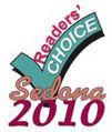 Readers' Choice award logo: Sedona 2010 in burgundy, with a green checkmark shape and