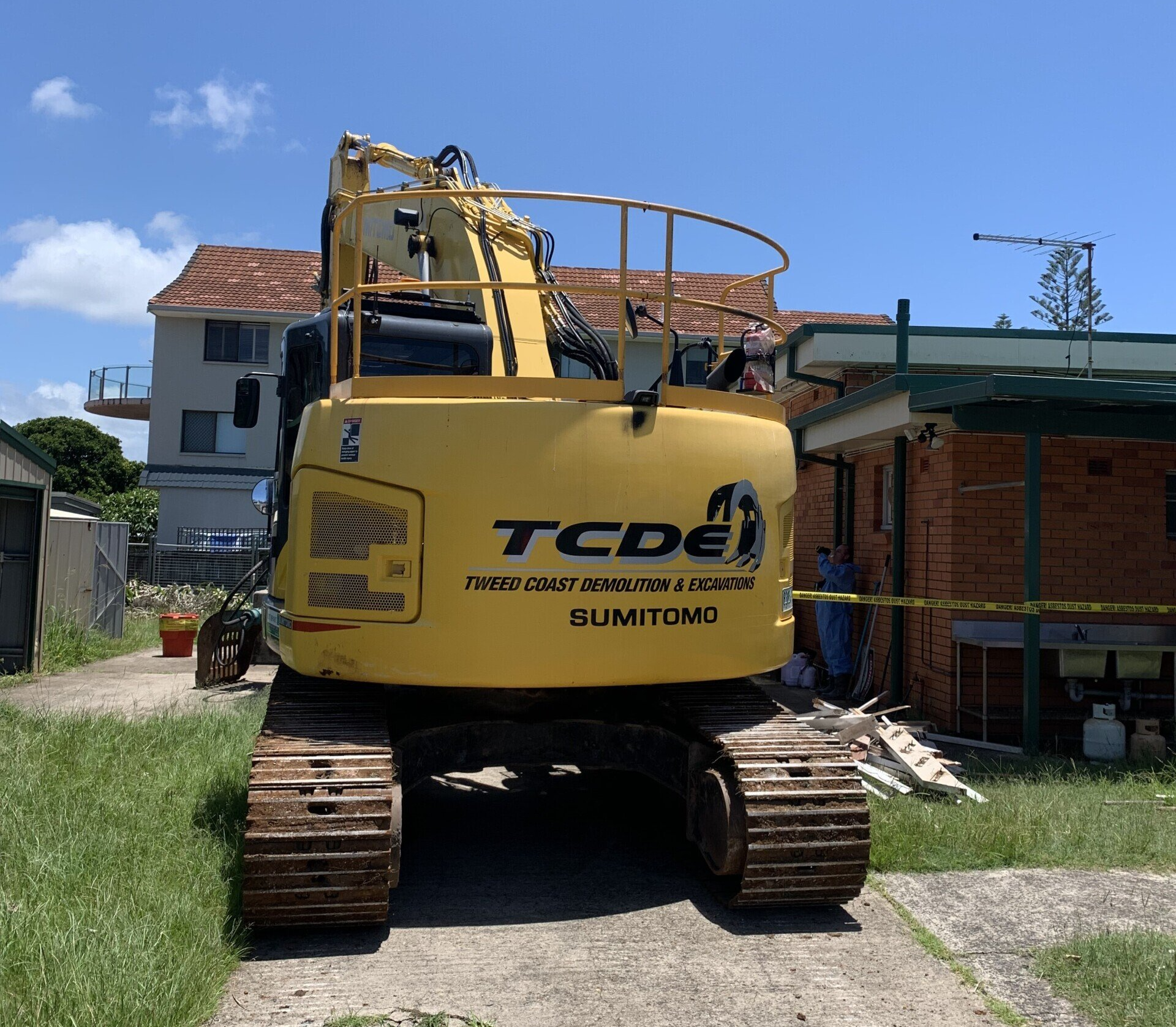Excavator On A Demolition Site — Asbestos Removal And Demolition in Ballina, NSW