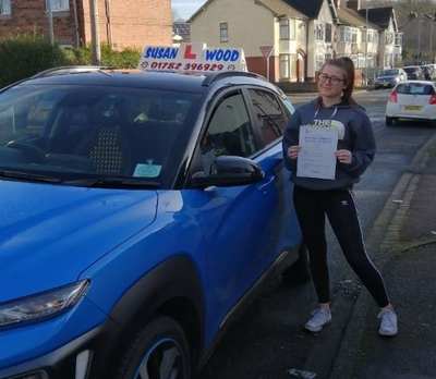 Girl passing driving test