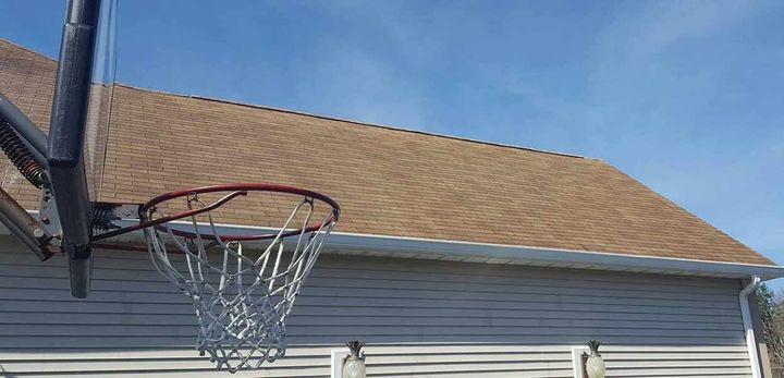 Residential Power Washing — Brown Roof with Basketball Hoop After in Brick, NJ