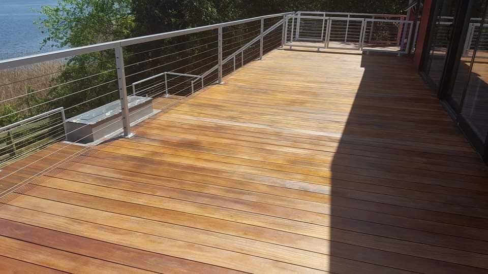 Wooden Deck Restoration Services —Wooden Deck with Metal Railings in Brick NJ