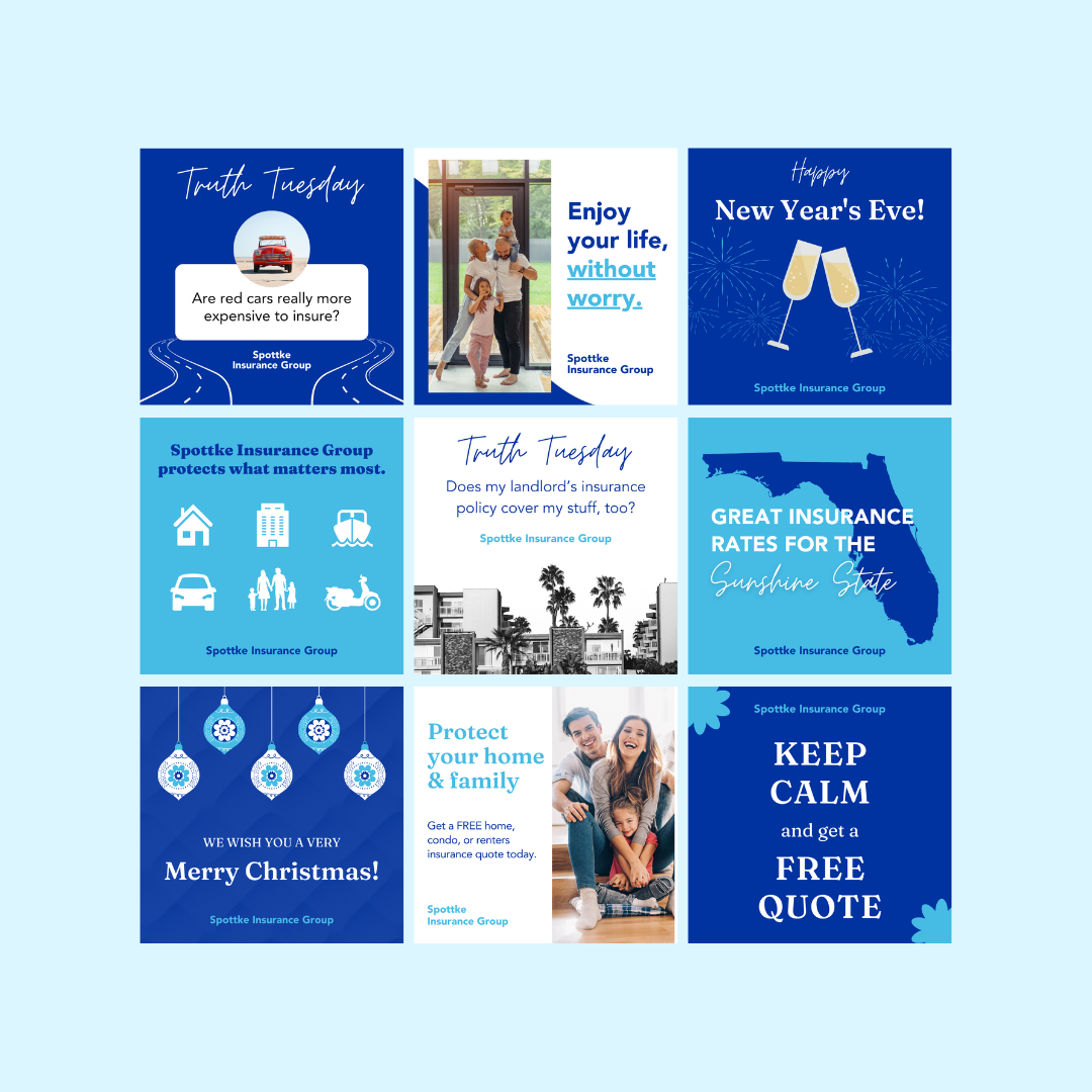 insurance company social media feed mock up