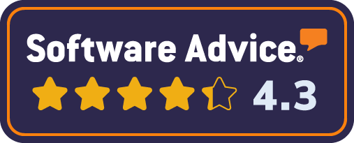 A sign that says software advice with four stars on it