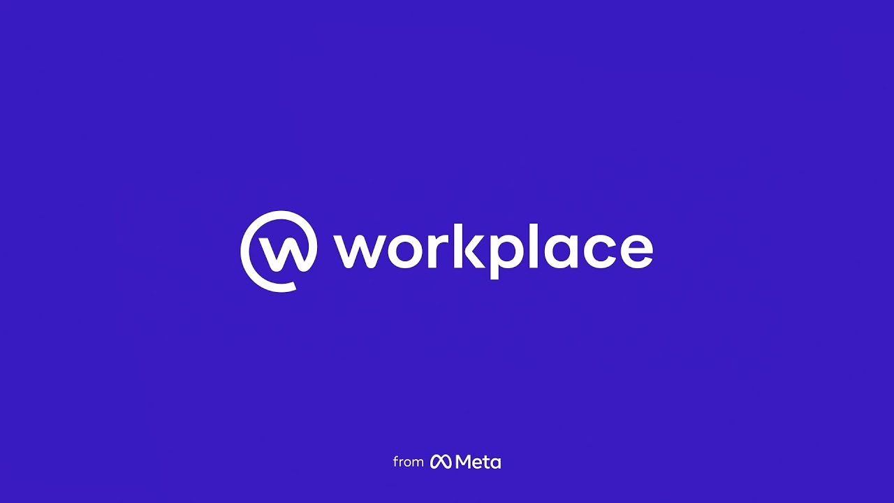 The logo for workplace is on a blue background.