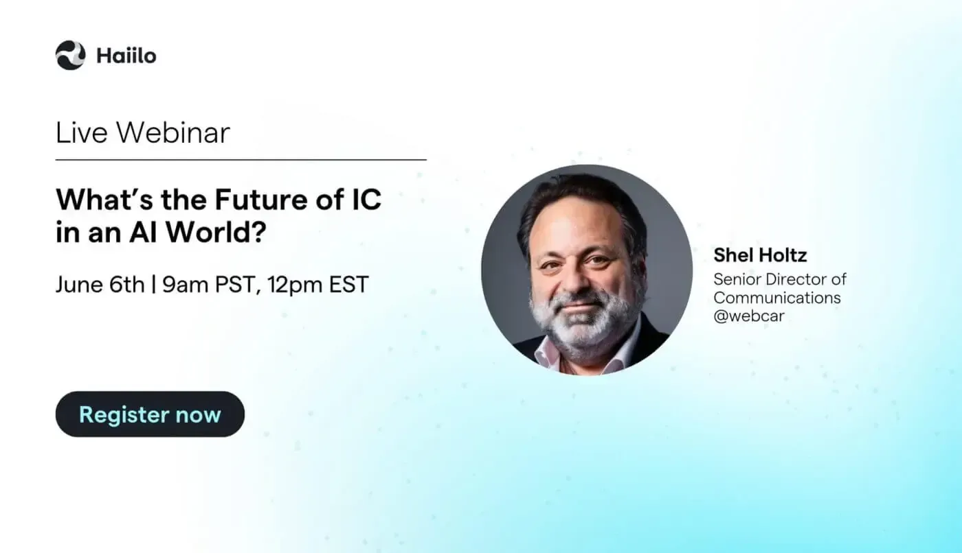 A man with a beard is talking about the future of ic in an al world.