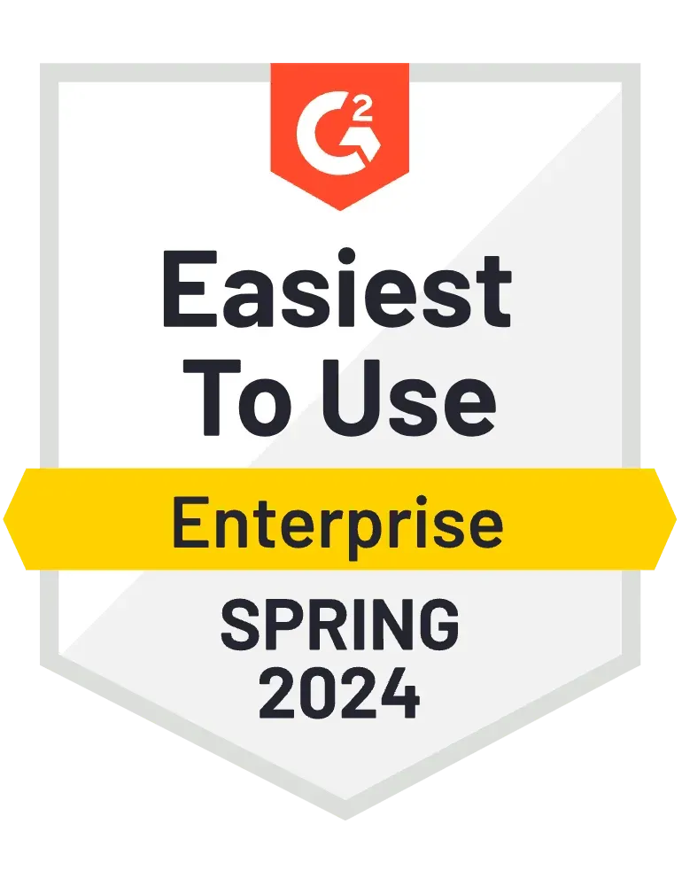 A badge that says `` easiest to use enterprise spring 2024 ''