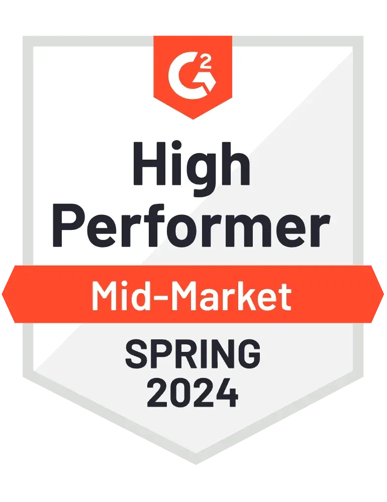 A badge that says `` high performer mid-market spring 2024 ''.