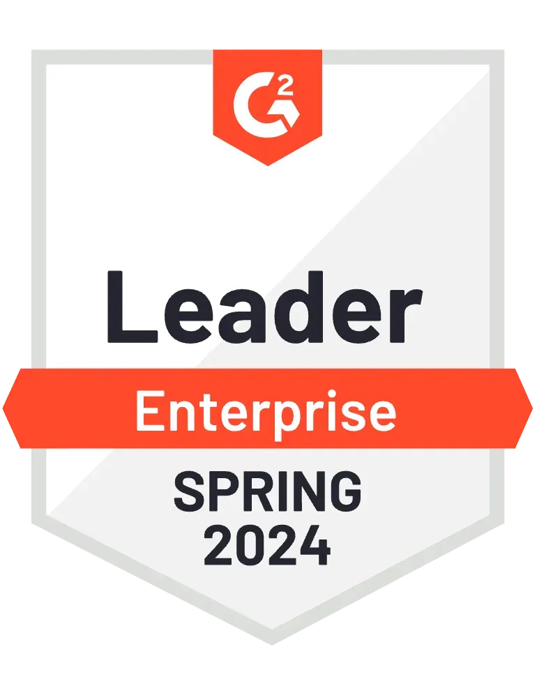 A badge that says leader enterprise spring 2024 on it.