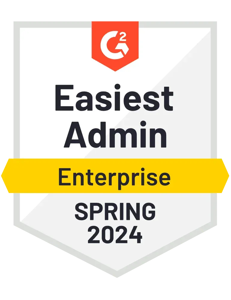 A badge that says `` easiest admin enterprise spring 2024 ''.