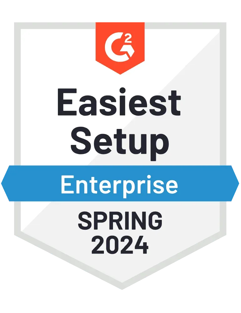 A badge that says `` easiest setup enterprise spring 2024 ''.