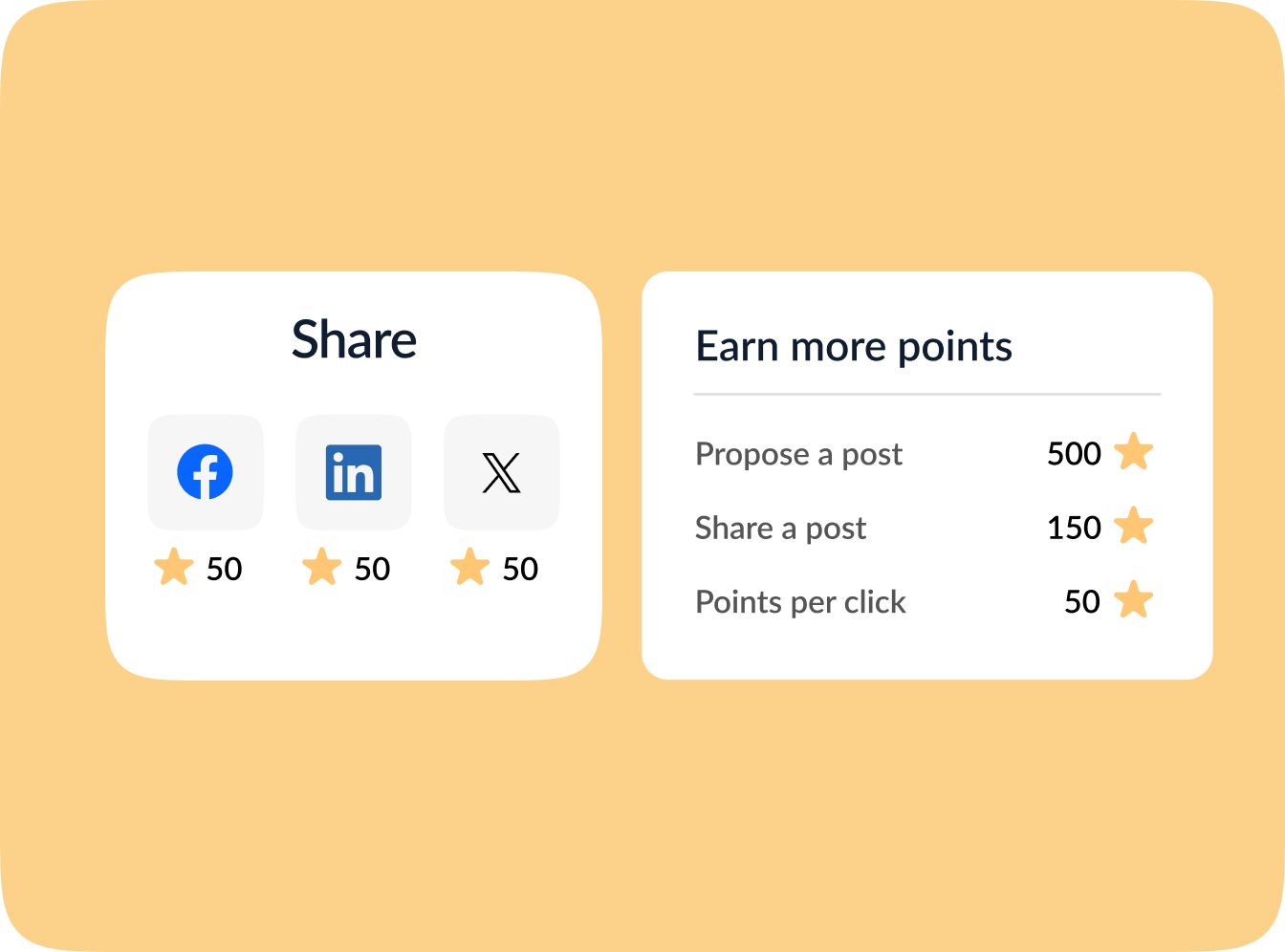 A screenshot of a share to and earn more points app.