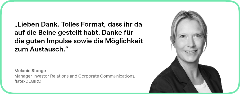 Frauenporträt, Zitat über ein Format, hellgrüner Rand.