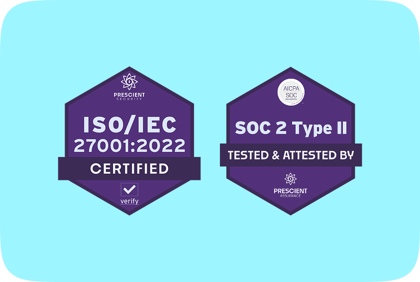 Iso 27001 certified logo on a blue background