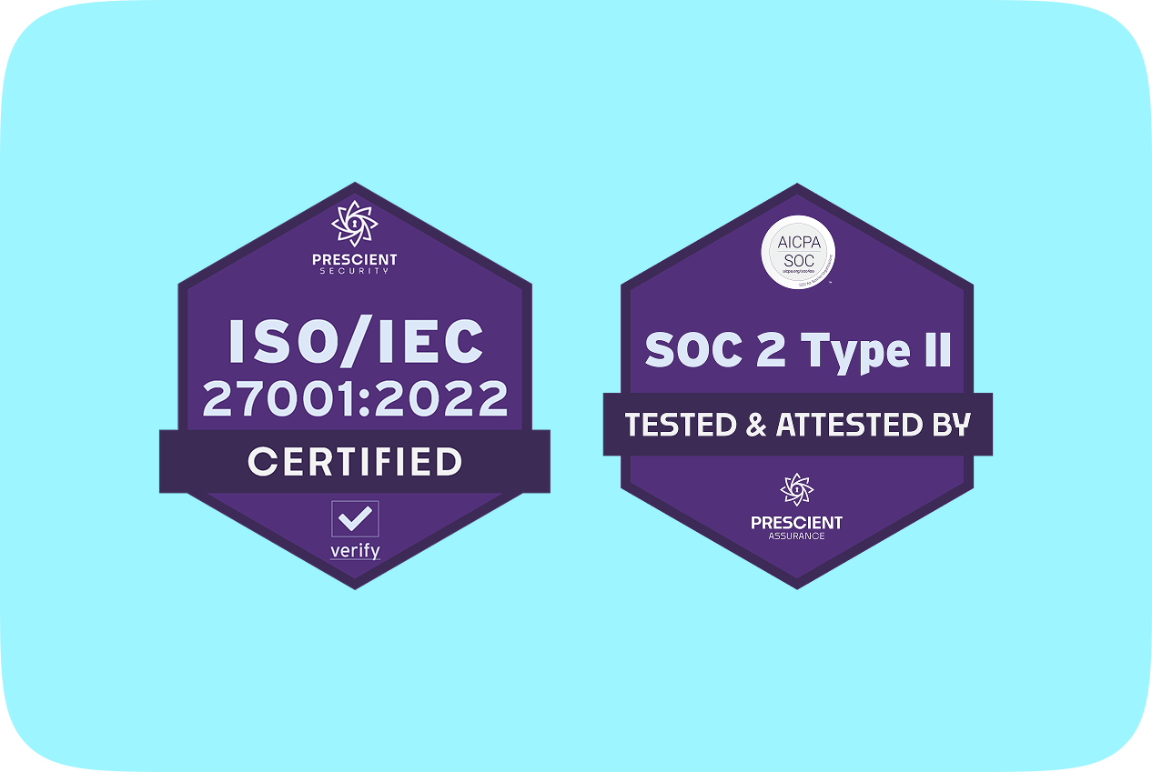 Iso 27001 certified logo on a blue background