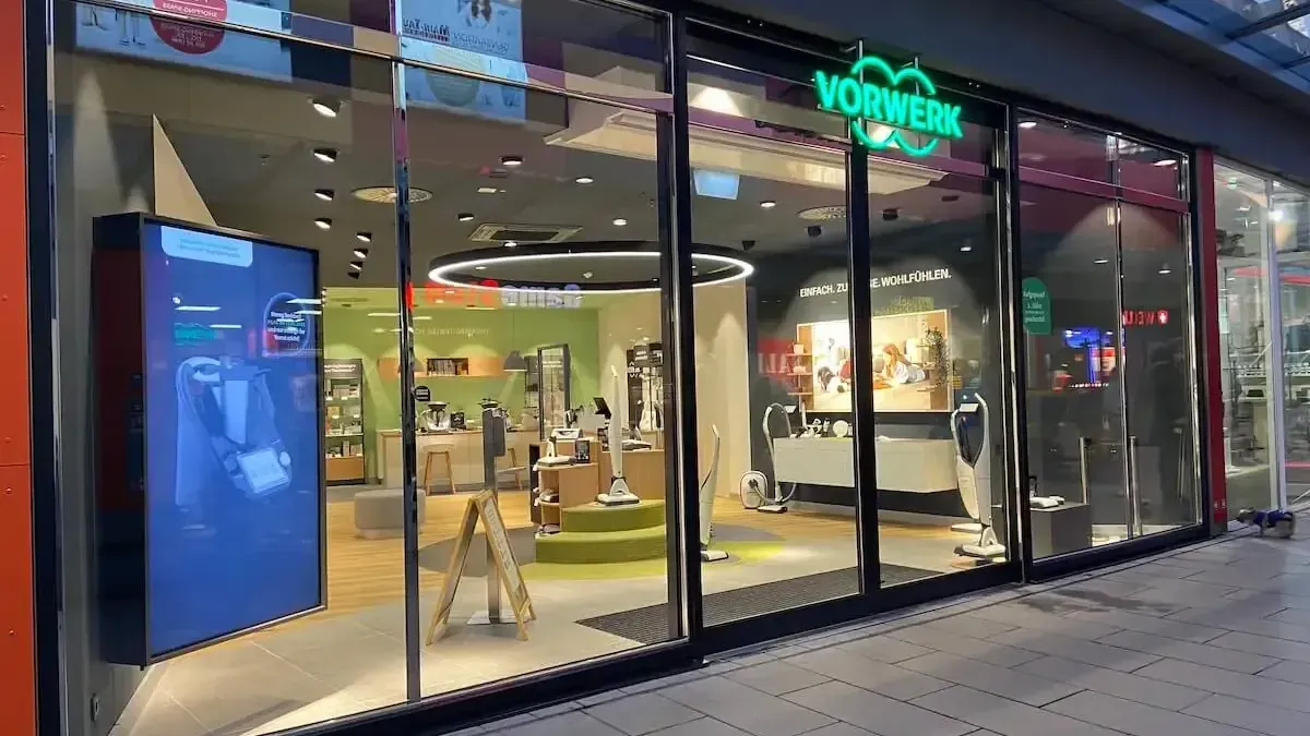 A store front with a lot of windows and a sign that says vorwerk.