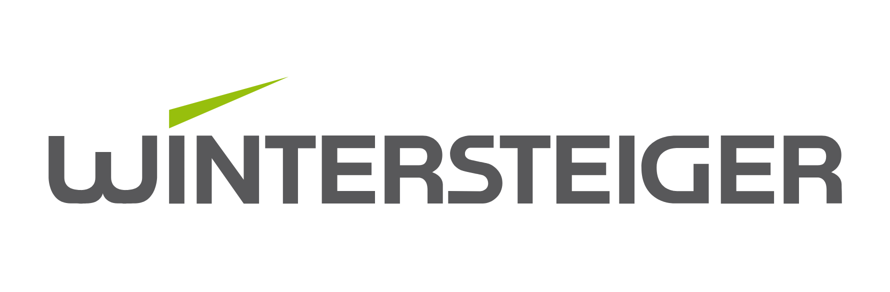 A logo for a company called wintersteiger with a green arrow.