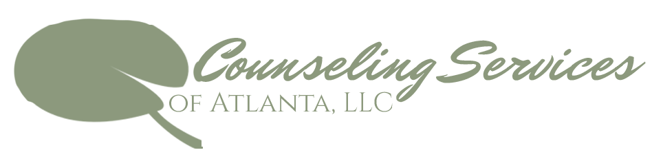 Logo for Counseling Services of Atlanta, LLC with a green leaf and script text.