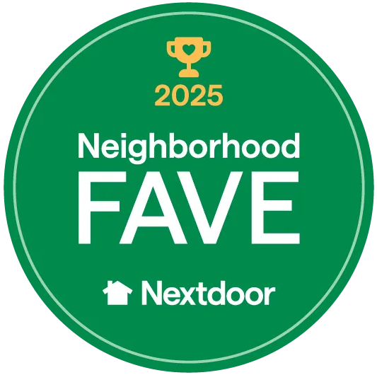 Green circular badge with 