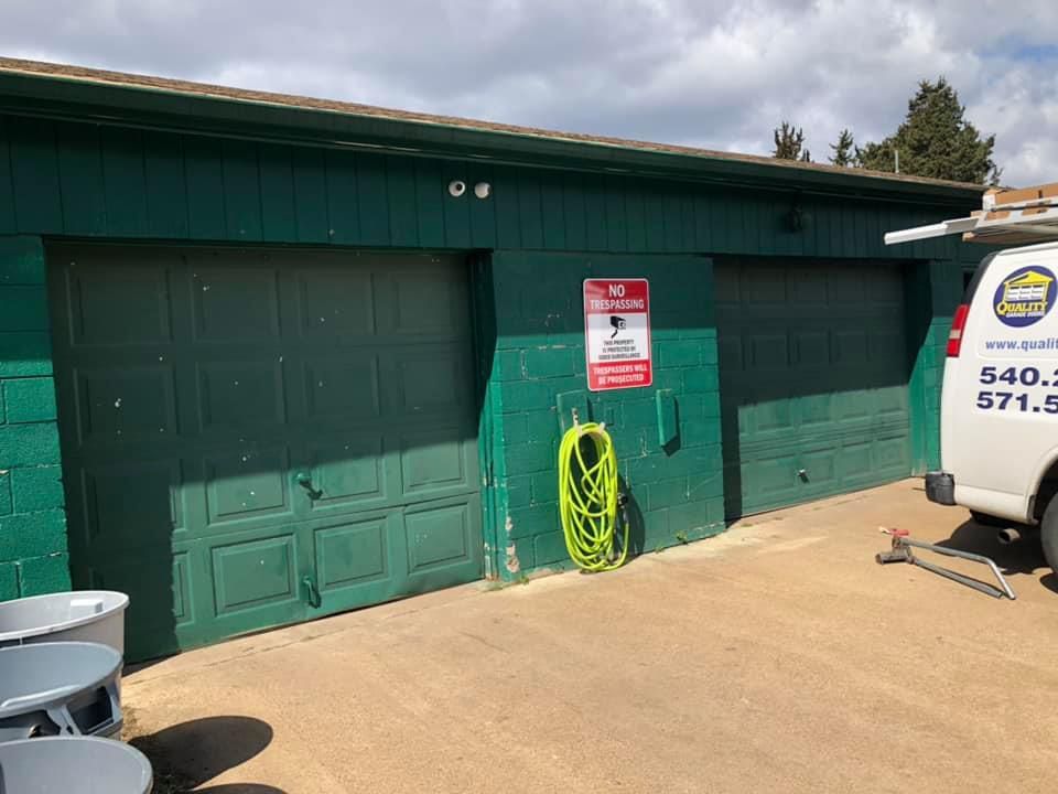 Before Green Garage Door — Culpeper, VA — Quality Garage Doors VA