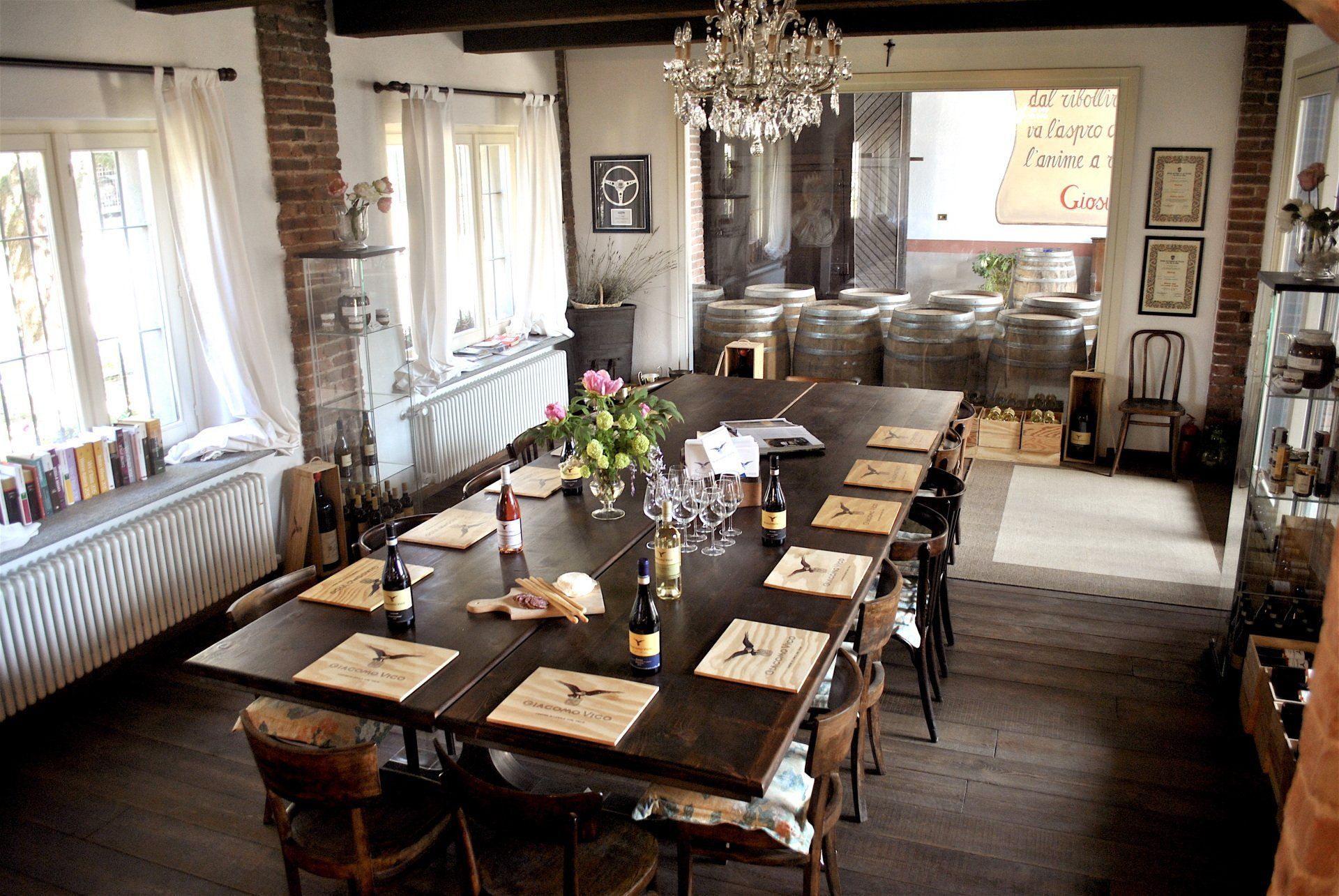 table set up for wine tasting