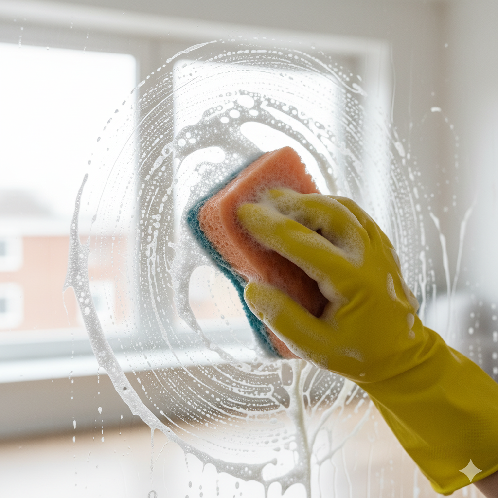 sponge cleaning mirror