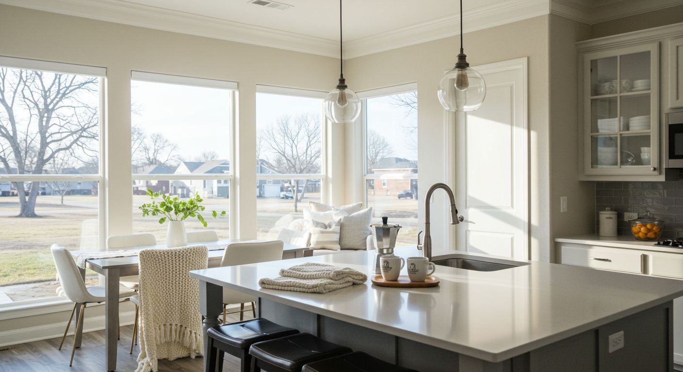 clean kitchen with faucet