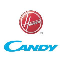 Les logos Hoover et Candy sont sur fond blanc.