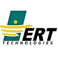 Le logo d'ert technologies est un logo vert et jaune avec un cercle jaune au milieu.