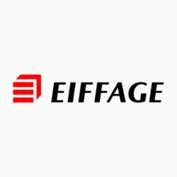 Le logo eiffage est rouge et noir sur fond blanc.