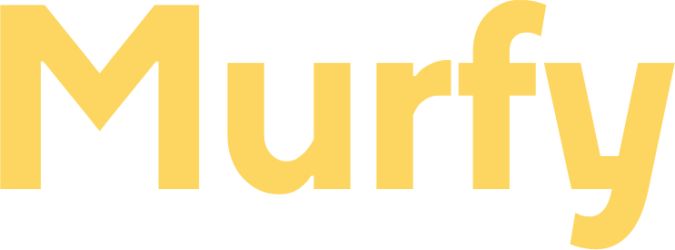 Le mot murfy est écrit en lettres jaunes sur fond blanc.
