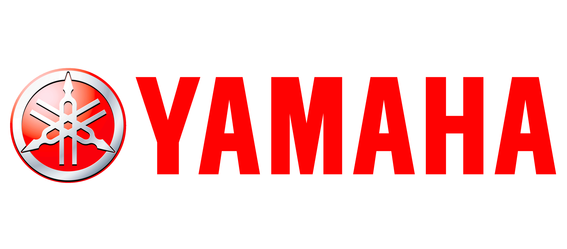 Un logo rouge et argenté pour yamaha sur fond blanc