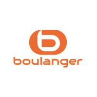 Le logo de boulanger est orange et blanc sur fond blanc.