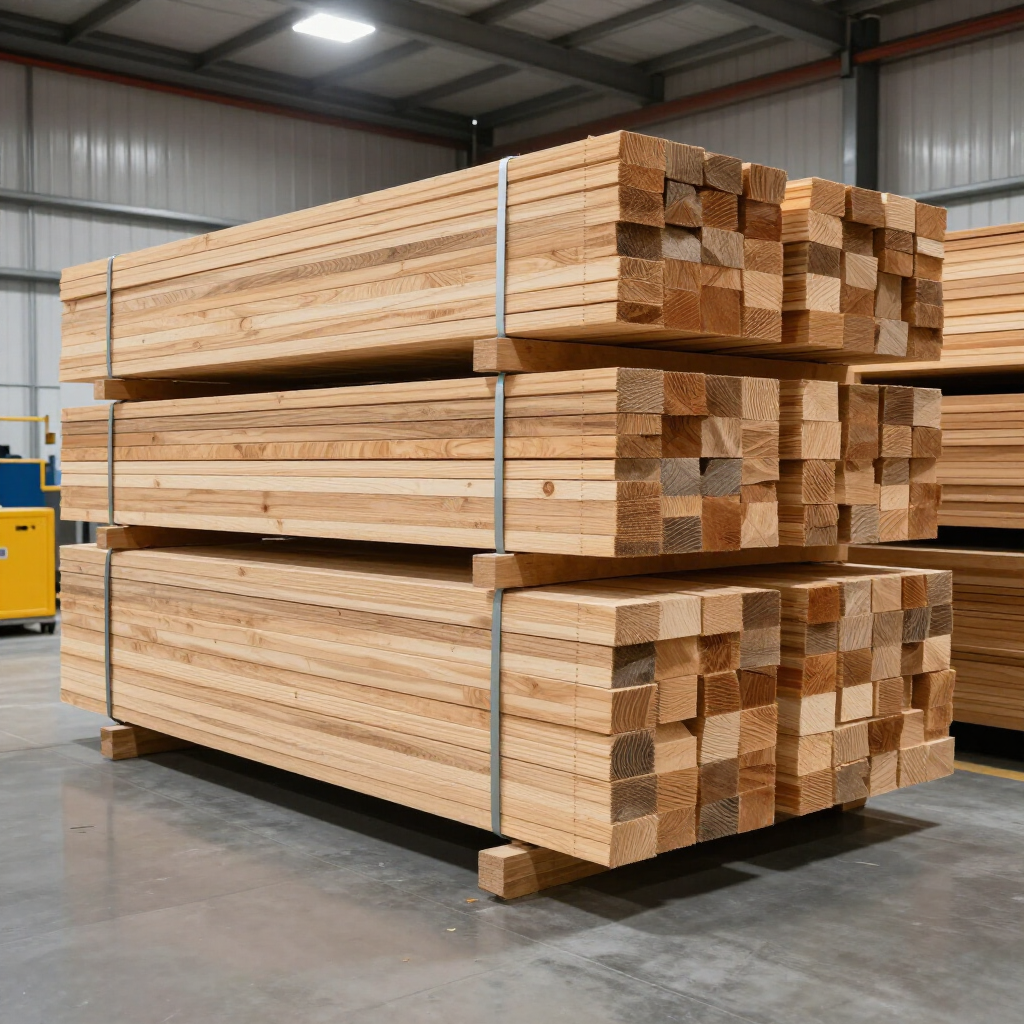 Tablas de madera apiladas para exportación