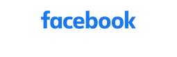 Facebook logo in blue text.