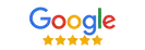 Google logo with five gold stars, indicating a five-star rating.