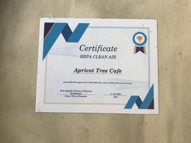 a certificate that says apricot tree cafe on it