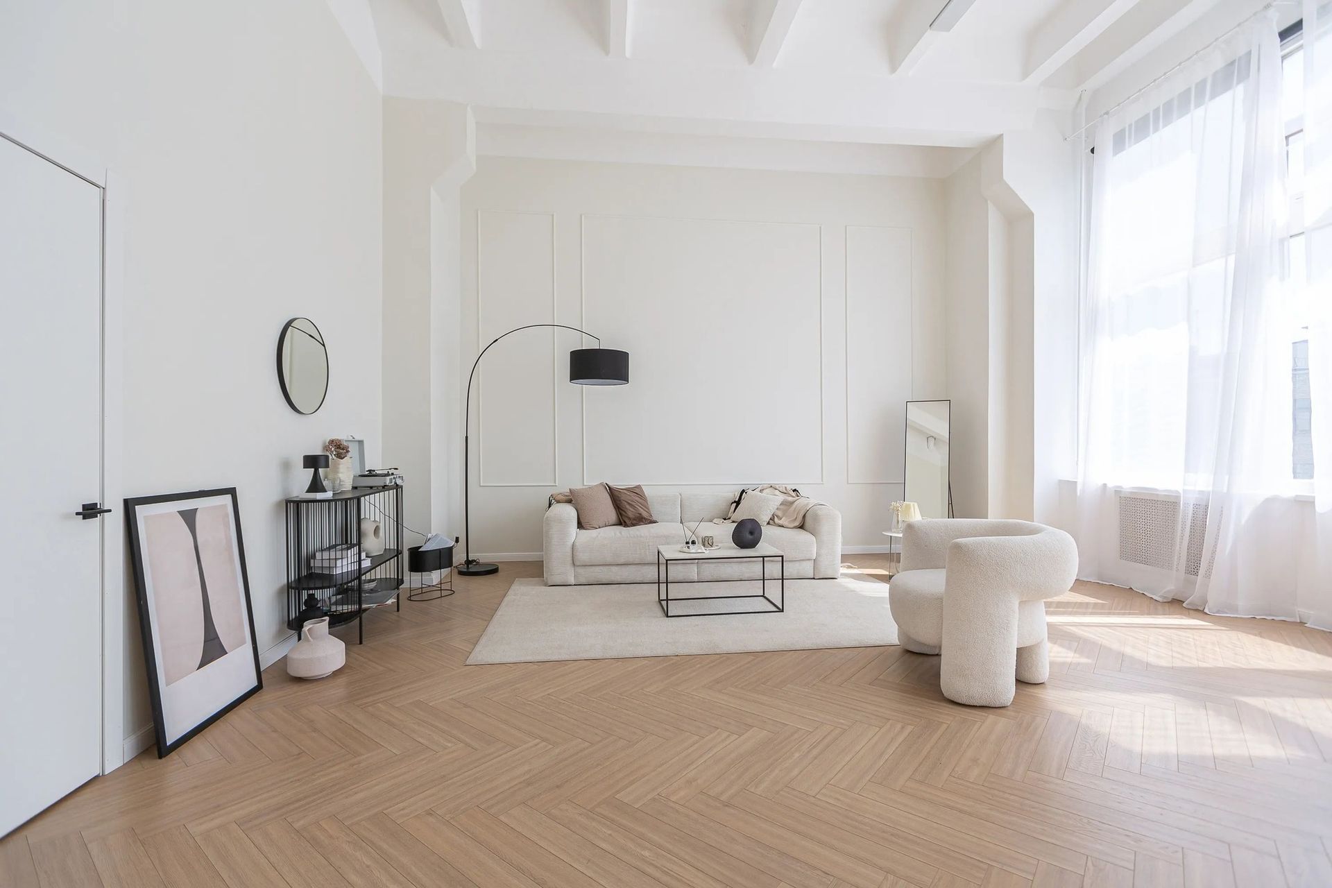 A White Curtain On The Living Room