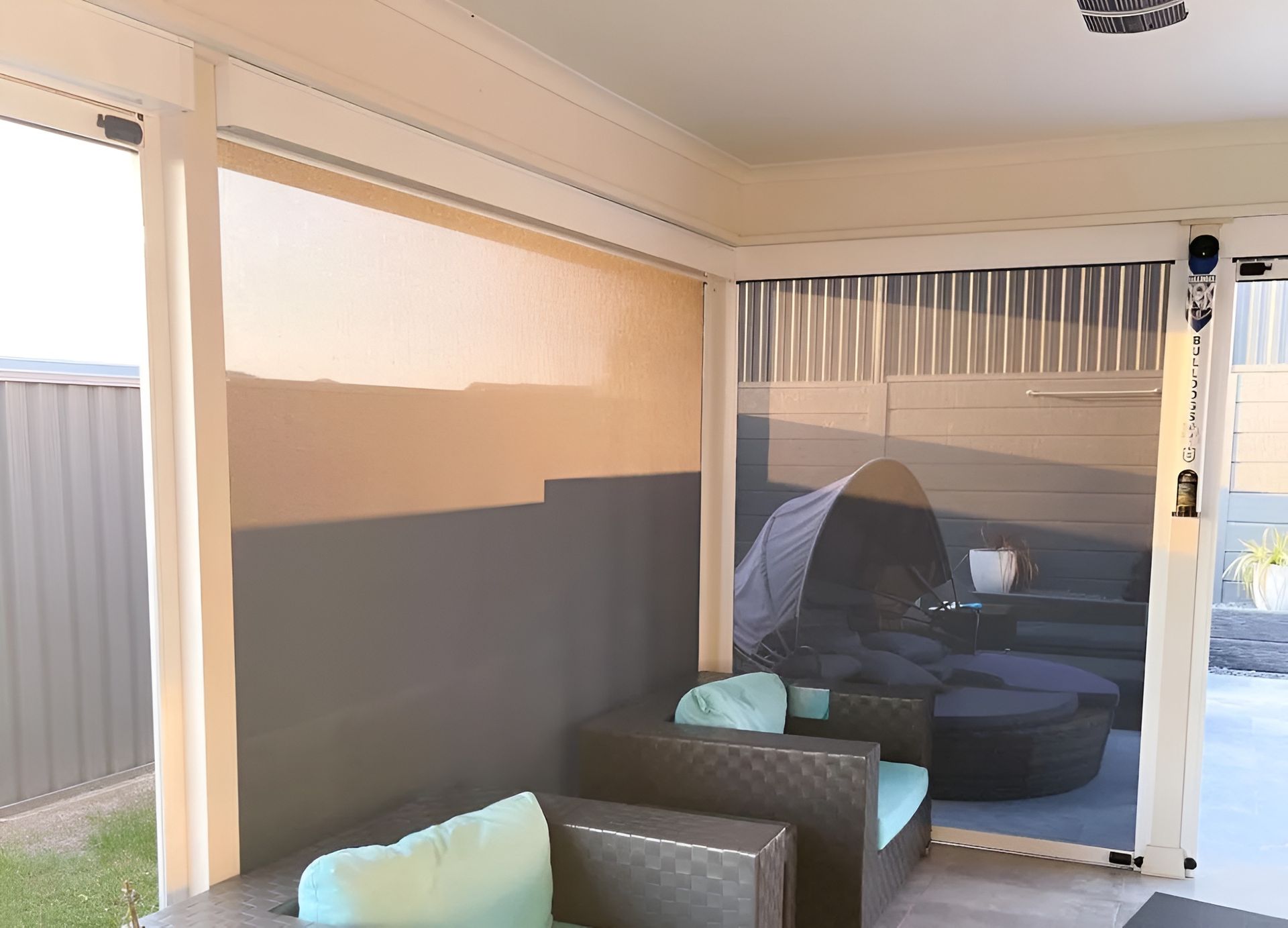 Patio Area Enclosed by Blinds