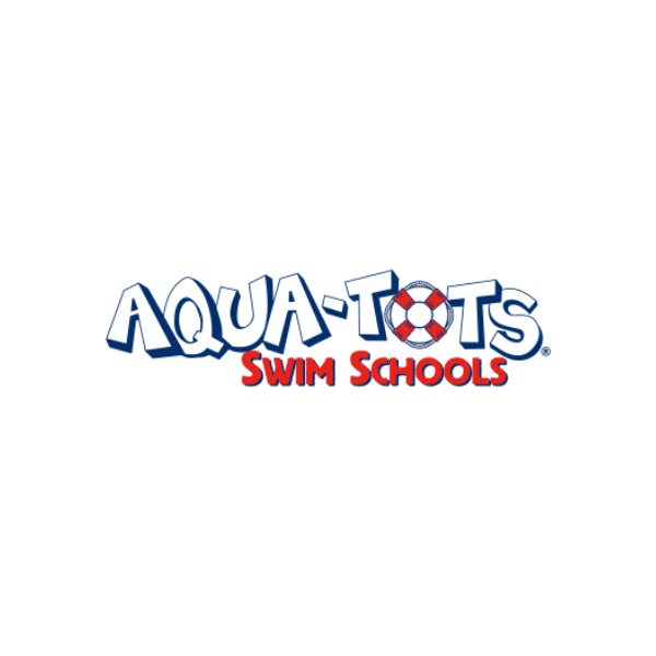The logo for aqua tots swim schools is on a white background.