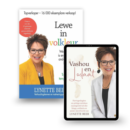 Two book covers by Lynette Beer, one physical book titled 