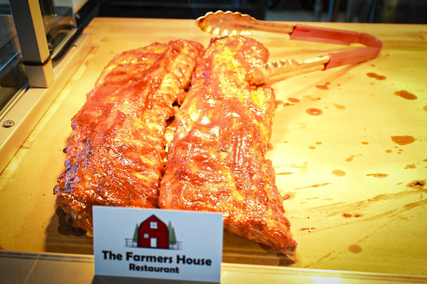 Ribs are displayed at the farmers house restaurant