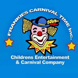 The logo for frankies carnival time shows a circus tent